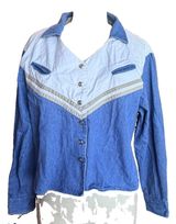 Vintage 90s Cumberland Outfitters Xl Denim Western Shirt Cowgirl Colorblock Photo 0