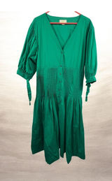 Maeve Anthropologie Green Pintuck Midi Dress XL Photo 0