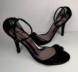 Kelly & Katie brand black‎ strappy high-heeled sandals with a textured finish. 8 Photo 0
