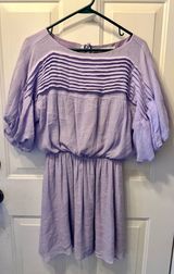La Lavon Dress Purple Lavender Pleated Pintuck Puff Sleeve Boho Fairycore Mini Photo 0
