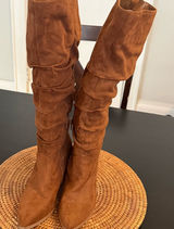 Carlos by Carlos Santana Tan Suede Heeled Boots‎ Photo 0