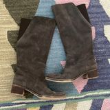 Lucky Brand 8/38 Hanover Knee High Riding Equestrian Tall Boots Gray Brown Suede Photo 0
