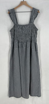 Old Navy Poplin Maxi Dress Womens 2XL Navy White Check‎ Stretch Square Neck Photo 0
