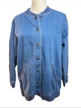 Vintage Blair Denim Baseball Jacket Women's L Blue Long Sleeve *see Photos Photo 0