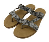 Crocs Tulum Toe Post Toe Sandal Snakeskin Gray Tan Women 8 Strappy Slip On Flip Photo 0