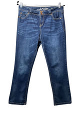 INC Denim Straight Leg Crop Jeans Dark Wash Mid Rise Stretch‎ Womens 6P Petite Photo 0