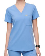 Figs Women's Light Blue V-Neck Scrub Top Photo 0