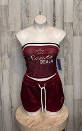 Derek Heart “South Beach” Red Two-Piece Tube Top & Shorts Set (Size M) Photo 0