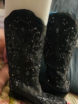 Sunsburry rhinestone encrusted lace Embellished Boho Western-Style Women's Boots Photo 0
