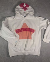 Aelfric Eden Women's Small Star Graphic Pullover Hoodie Cream Pink Chenille Y2K* Photo 0