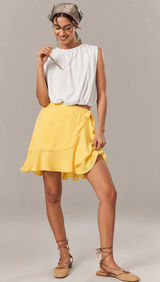 Anthropologie Maeve Ruffle Mini Skirt in Sunray Yellow XS NWT Photo 0