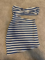 SheIn Striped Knit strapless dress - Blue & White Photo 0