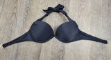 Victoria Secret Halter Bikini Swim Top 36B Solid Black Padded Push Up Bathing Photo 0