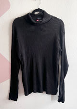 Chaps Ralph‎ Lauren Sweater Womens Large Turtleneck 100% Cotton Pullover Black Photo 0