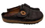 Haflinger Charlotte Brown Leather Cork Clog Mules Wood Button Womens 37 US 6-6.5 Photo 0