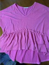 Palmetto Moon Ribbed Short Sleeve Baby Doll Top Photo 0