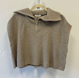 NWT Miss Love Taupe Ribbed Quarter Zip BoxySweater Vest SWT8095 Small Photo 0