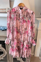 Alex Marie Floral Ruffle Mini Dress Womens‎ Pink Size 6 Photo 0