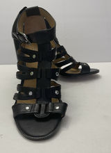 Coach Ginny‎ Gladiator Black Leather Heels Sandals Womens 9.5 B Strappy Studded Photo 0