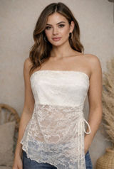 Polly Strapless Lace‎ Top Sheer Romantic Y2K Corset Style Fairycore Indie NWT Photo 0
