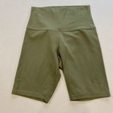 Lululemon High Rise Biker Shorts Women Size 4 Olive Green Stretch Athletic Photo 0