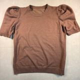 Unbranded Mocha Brown Puff Sleeve Knit Sweater Crew Neck Short Sleeve XL Photo 0