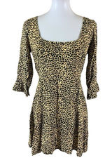 Motel Leopard Print Fit And Flare‎ Mini Dress M Retro Indie Grunge Photo 0