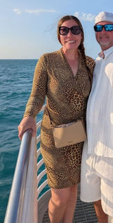 Norma Kamali animal print dress long sleeved v‎ neck ruched size small stretchy Photo 0