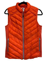 GAP Puffer Vest Women's Small Orange Quilted Lightweight Full Zip Photo 0