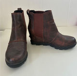Sorel Joan of Arctic Wedge II Chelsea Boots Brown Leather NL3346-282 Womens 8 Photo 0