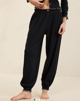 NWT Aerie Pointelle Balloon Pajama Pant in Black Sz XS Photo 0