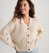 Marine Layer Robin Crop Cardigan In Oatmeal XS Photo 0