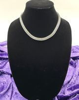 Herringbone Chain Necklace Silver Tone‎ Fashion Jewelry Chunky Braided 16" Photo 0