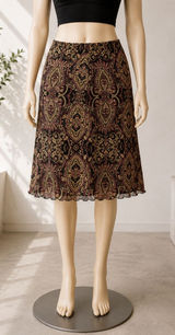 A Byer Y2K Paisley Ruffle Hem Skirt Gold Rhinestone Embellished Medium Photo 0