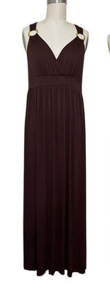 NWT Y2K M Forever 21 Brown Maxi Dress Empire Boho Coastal Cowgirl Minimalist Photo 0