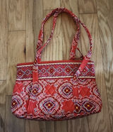 Vera Bradley Womens Shoulder Bag Red Multi Quilted Zipper Bohemian‎ Photo 0