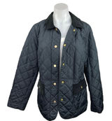 Charter Club Navy Corduroy Trim Snap Buttons Quilted Puffer Coat Jacket Sz M Photo 0