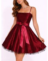 Vintage Satin Bow Tulle Mini Homecoming Dress Size 4 Red Pinup Y2K Whimsigoth Photo 0