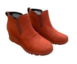 Sorel Evie Pull On Suede Wedge Heel Booties Lug Warp Red Sz 8 Photo 0
