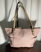Michael Kors pebbled leather Women's Blush Pink Tote Bag with Tan Straps Photo 0
