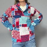Patagonia Synchilla Snap-T Fleece Pullover XXS Patchwork Print Red Blue Vintage Photo 0