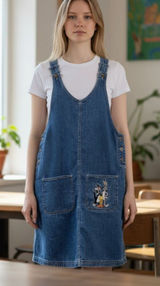 Vintage Y2K 90's Warner Brother Looney Tunes Embroidered Denim Dress Size Small Photo 0