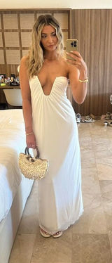 Beginning Boutique White Strapless Maxi Dress Photo 0