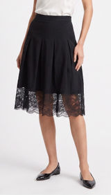 Isaac Mizrahi Skirt Womens 10 A-Line Black Lace Trim Pleated Excellent Photo 0