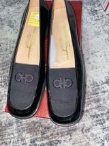 Salvatore Ferragamo Seila Black Patent Leather Wedge Loafers Size 7AA Photo 0