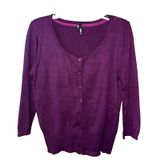 Maurices Purple Scoop Neck Button Front 3/4 Sleeve Cardigan Sweater Medium Photo 0