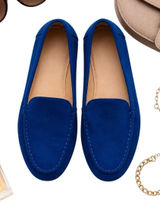 L.K. Bennett Blue Suede Loafers Moccasins Flats Made Italy Women's Size 36 NWOT Photo 0