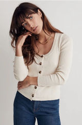 Madewell Scoop Neck Cardigan Sweater In Antique‎ Cream XS NG738 Photo 0