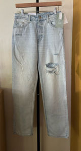 H&M 90s Boyfriend Jeans Loose Fit High Waist Distressed Button Fly NEW Size 2 Photo 0