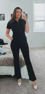 GOOD AMERICAN Fit for Success Bootcut Jumpsuit in Black099 Size Medium Photo 0